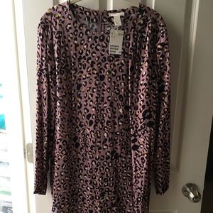 H&M Long Sleeve Leopard Print Dress